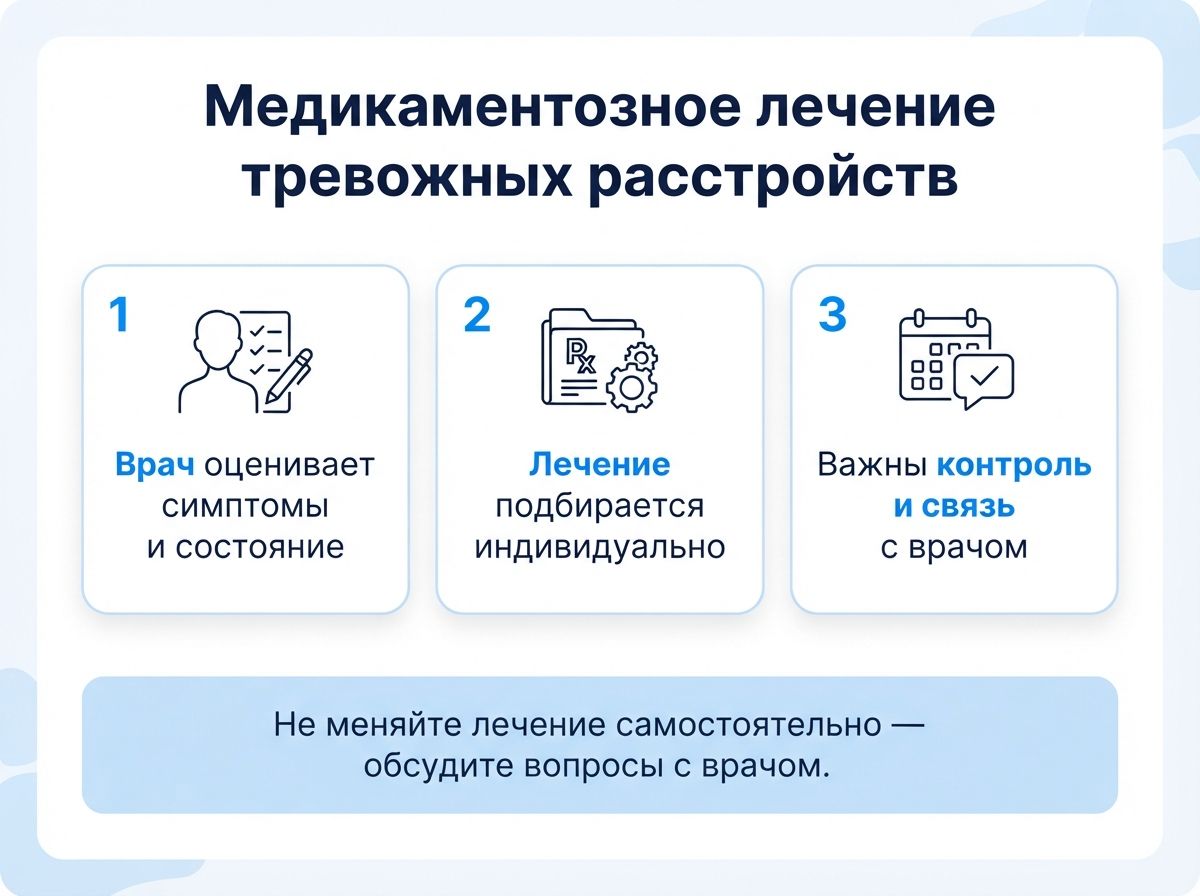Лечение тревожных расстройств инфографика